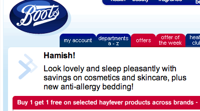 Boots' marketing messages